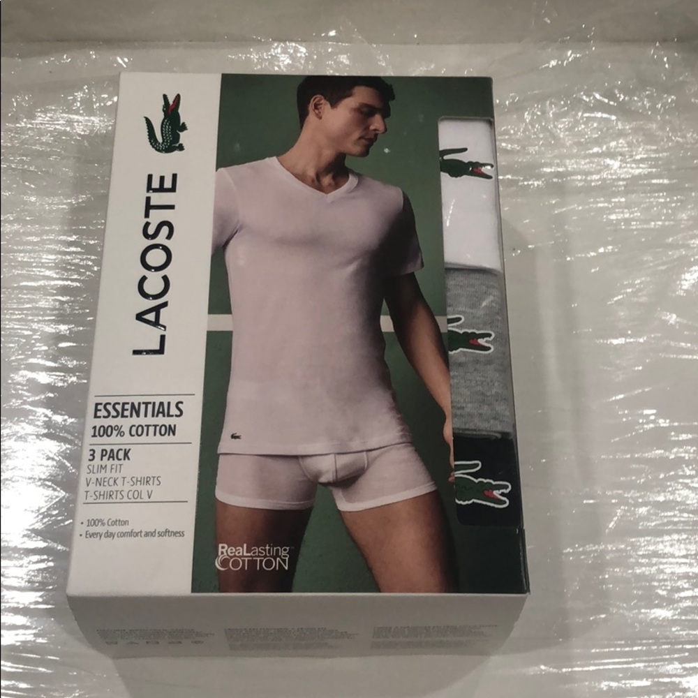 Lacoste 3 pack slim fit v-neck T-shirts size M
